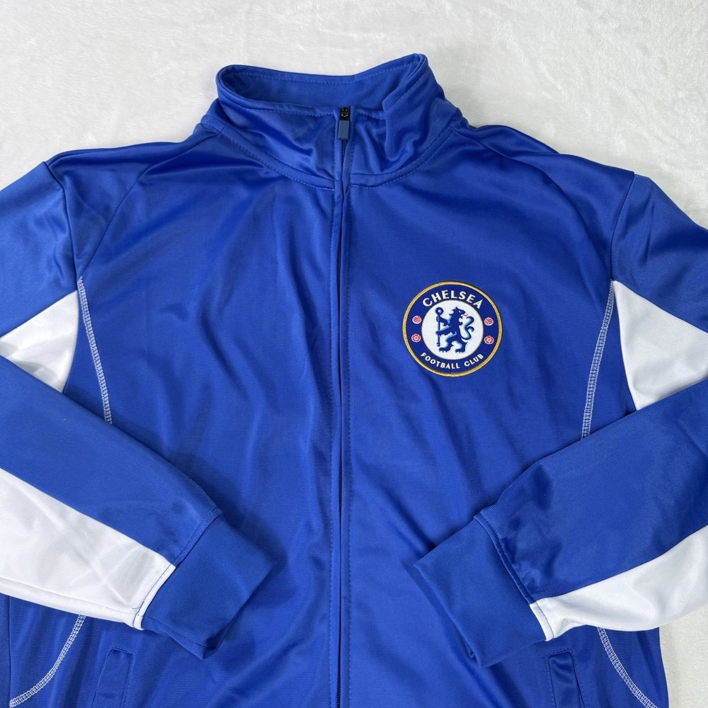 Chelsea FC Club Track Jacket‎ Mens Large Blue Warmup Training Jacket Fubol